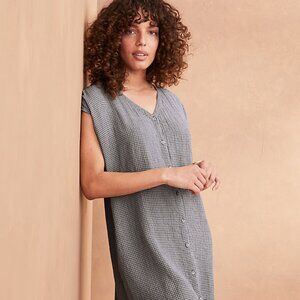 EILEEN FISHER Organic-Linen Pucker Shirtdress - grey